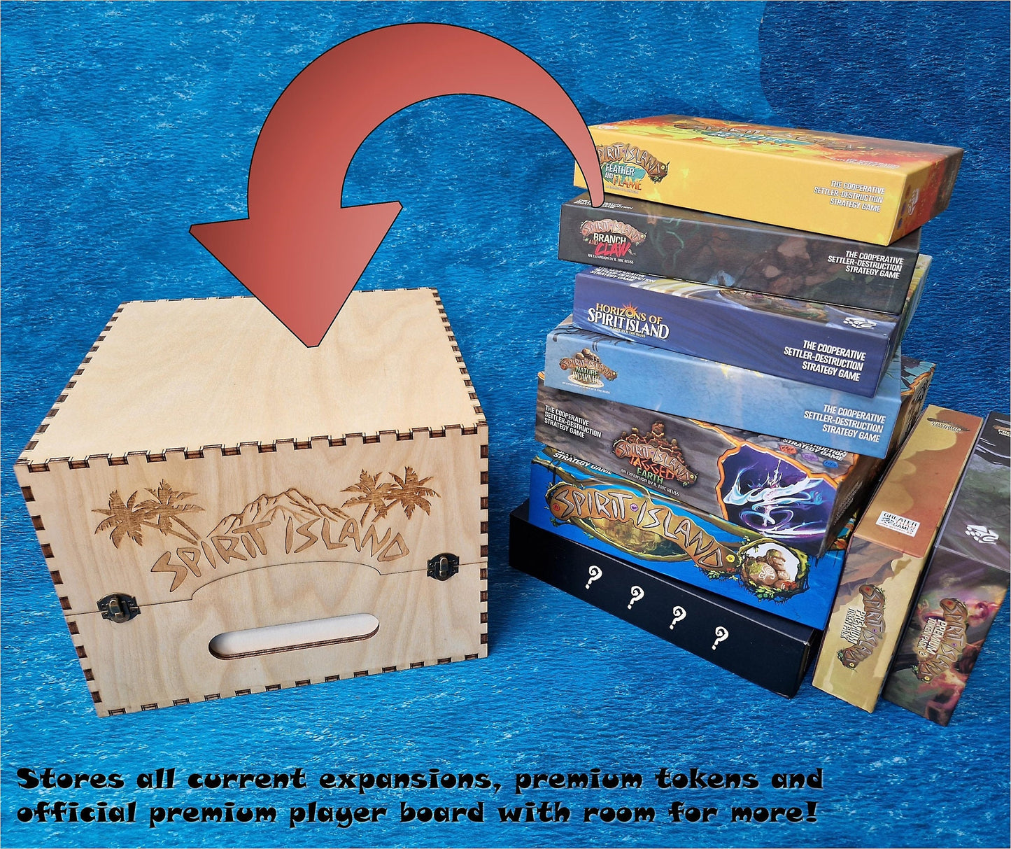 Spirit Island "Future Resilient" Storage Chest. Holds every expansion with enough space for more!